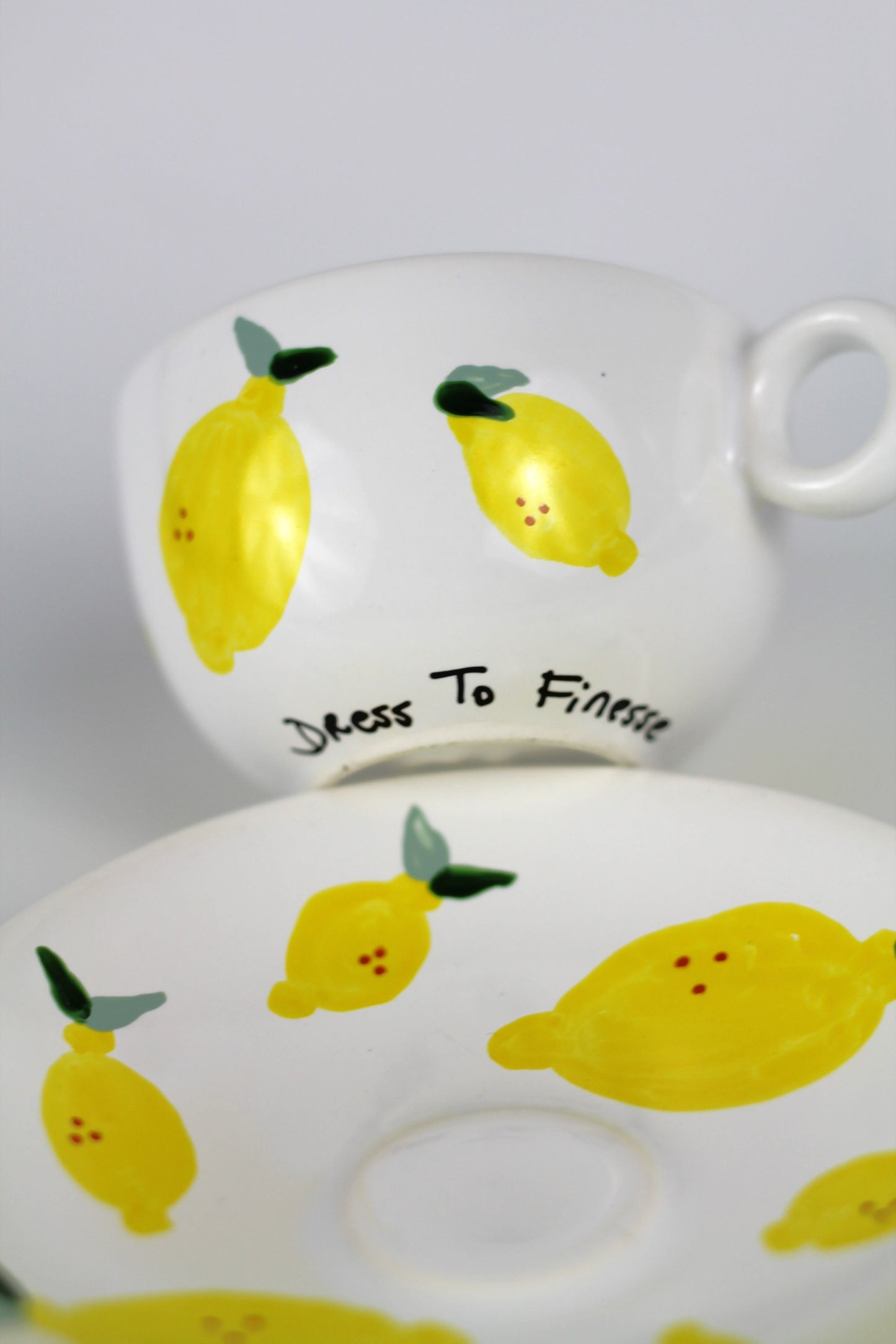 Porcelain FRUITY espresso mug and coaster set - Lemon