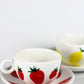Porcelain FRUITY espresso mug and coaster set - Strawberry