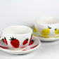 Porcelain FRUITY espresso mug and coaster set - Strawberry