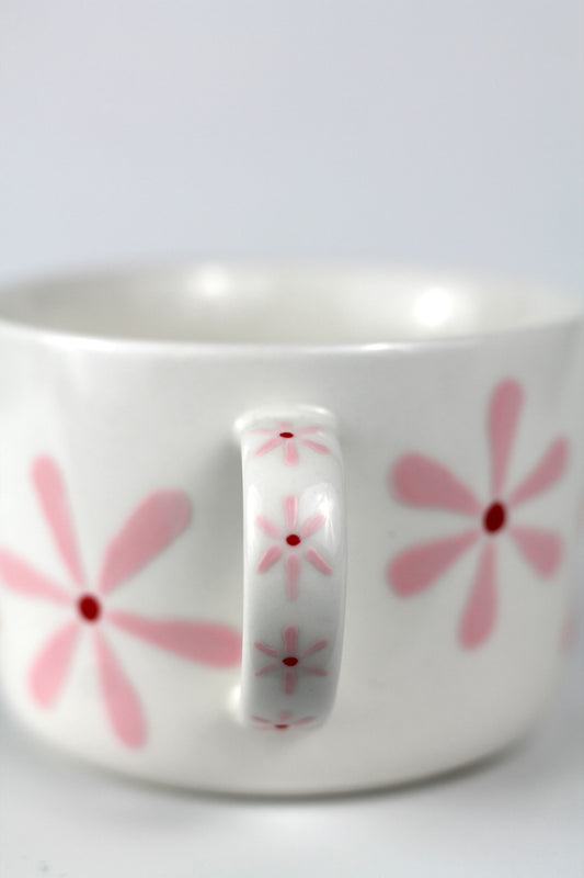 Porcelain FLOWER cappuccino mug - Pink