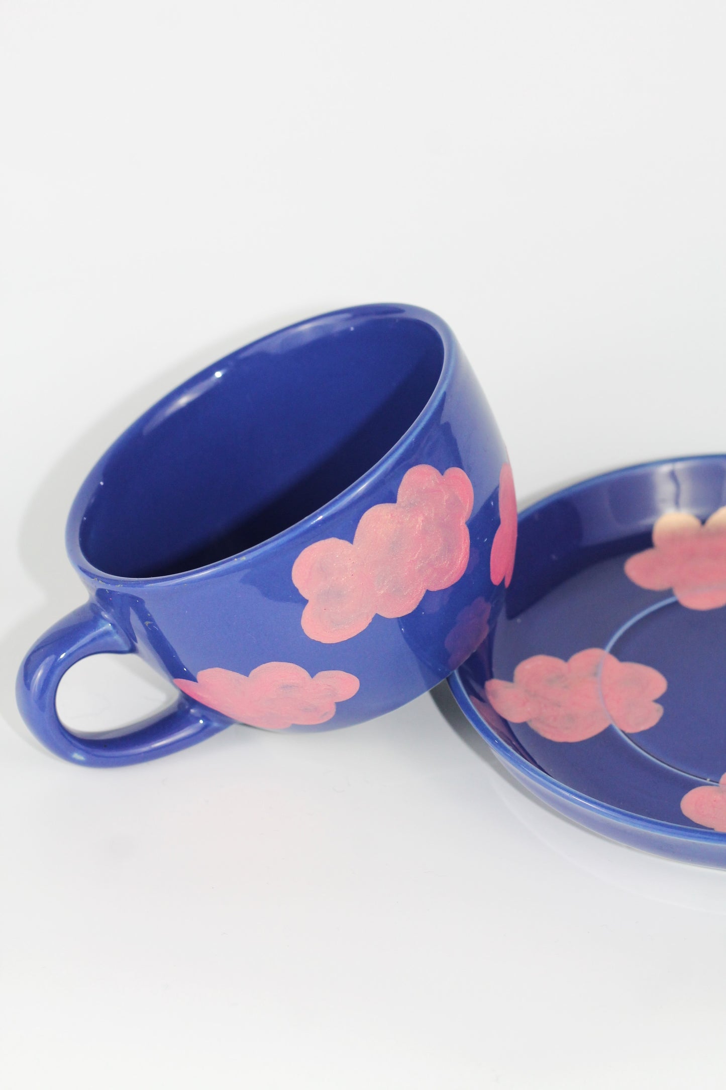 Porcelain CLOUD coffee mug and coaster set - Pink