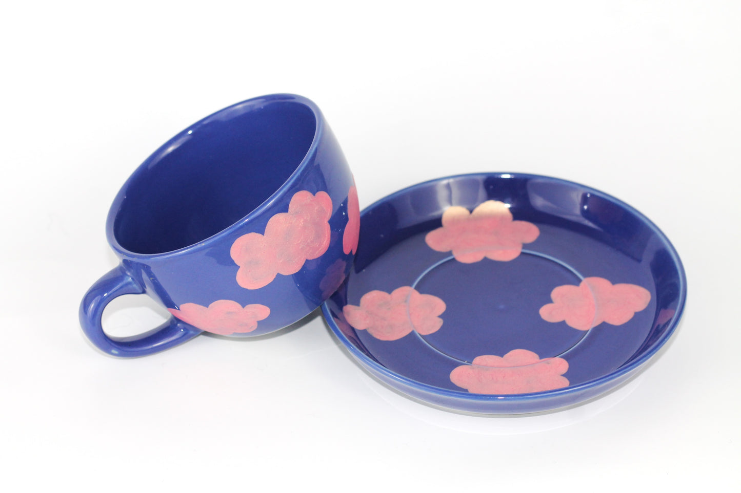 Porcelain CLOUD coffee mug and coaster set - Pink