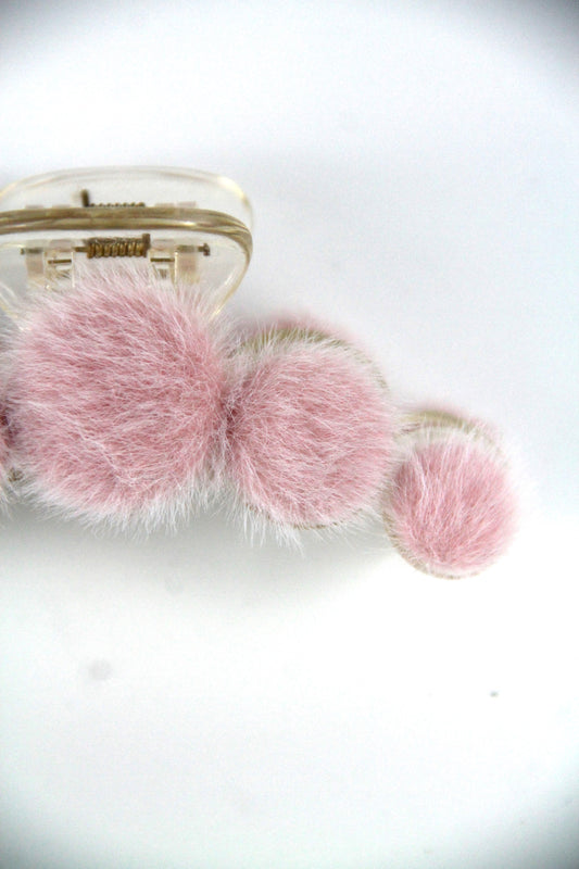 Fluffy croissant hair claw - Pink