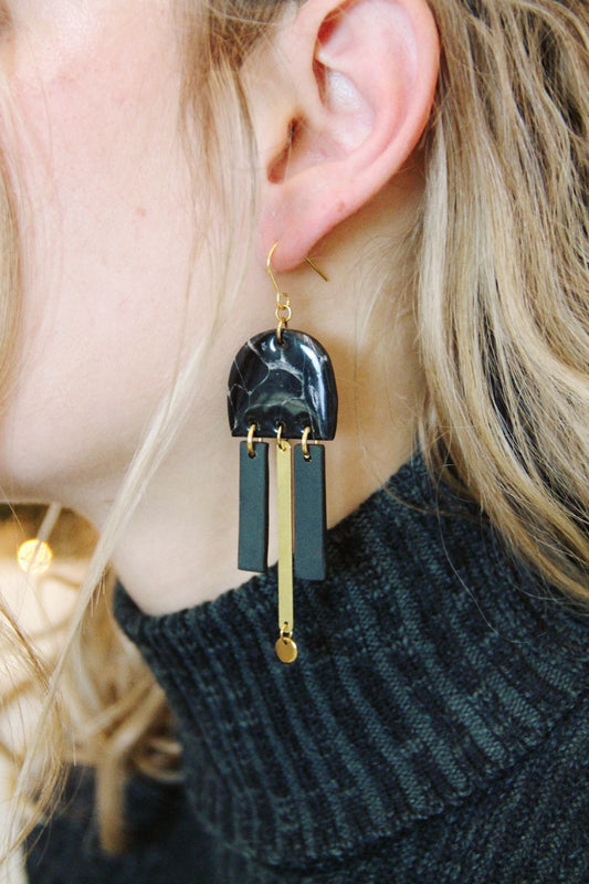 STELLAR earrings - Marbled black