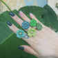Flower Power ring - Fireweed - Turquoise blue