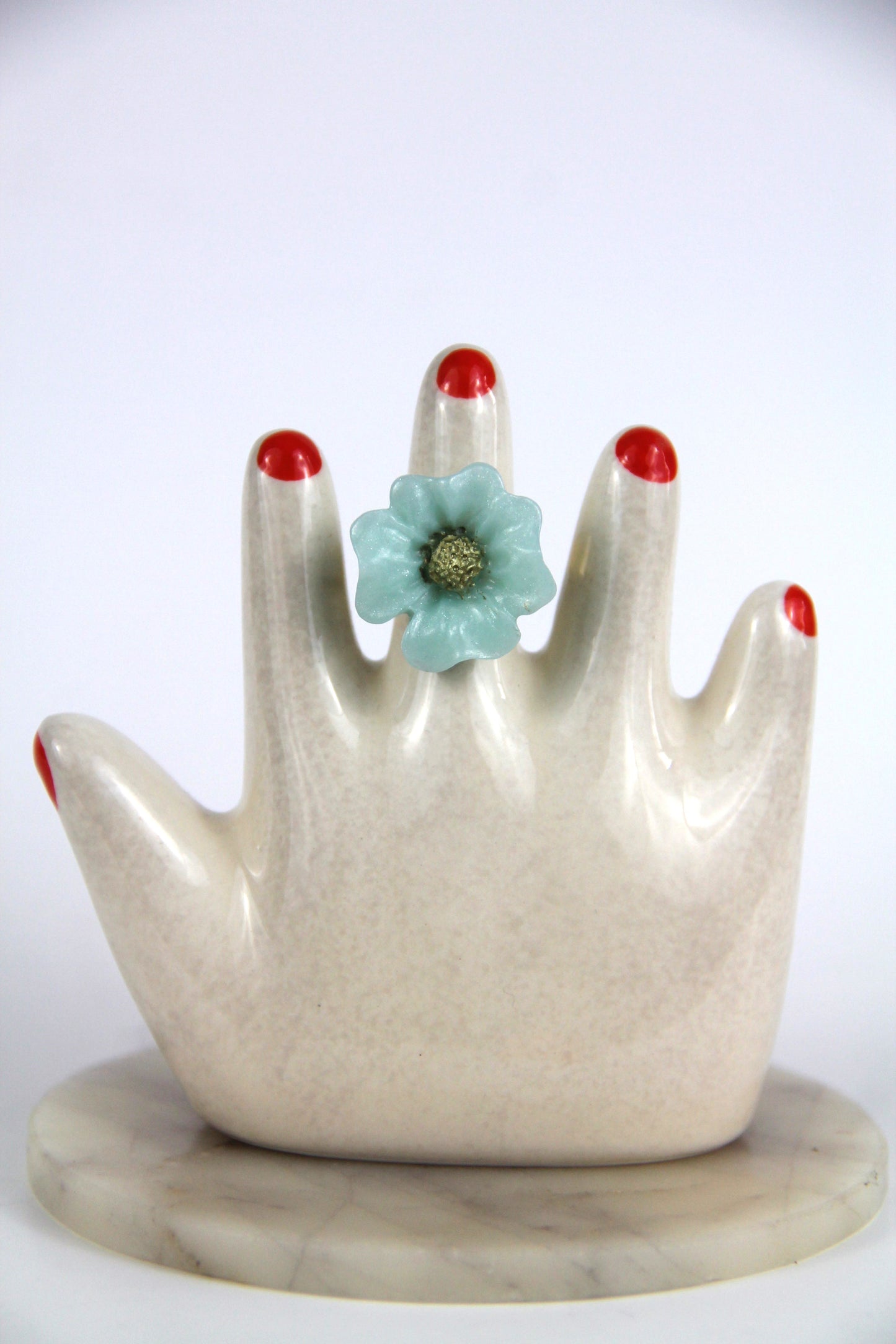 Flower Power ring - Fireweed - Pearly light blue