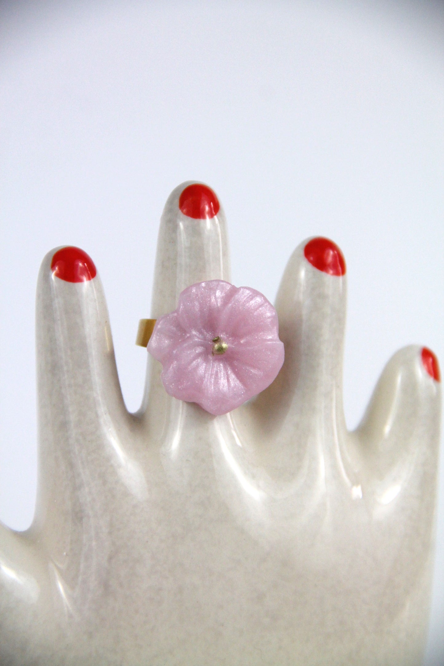 Flower Power ring - Poppy - Pearly light pink