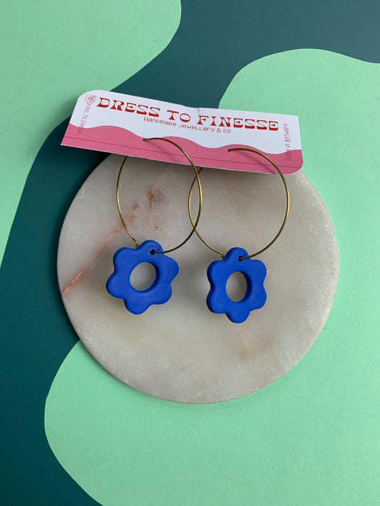 LOUISE flower earrings (charms) - Royal blue