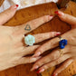 Flower Power ring - Poppy - Pearly light blue