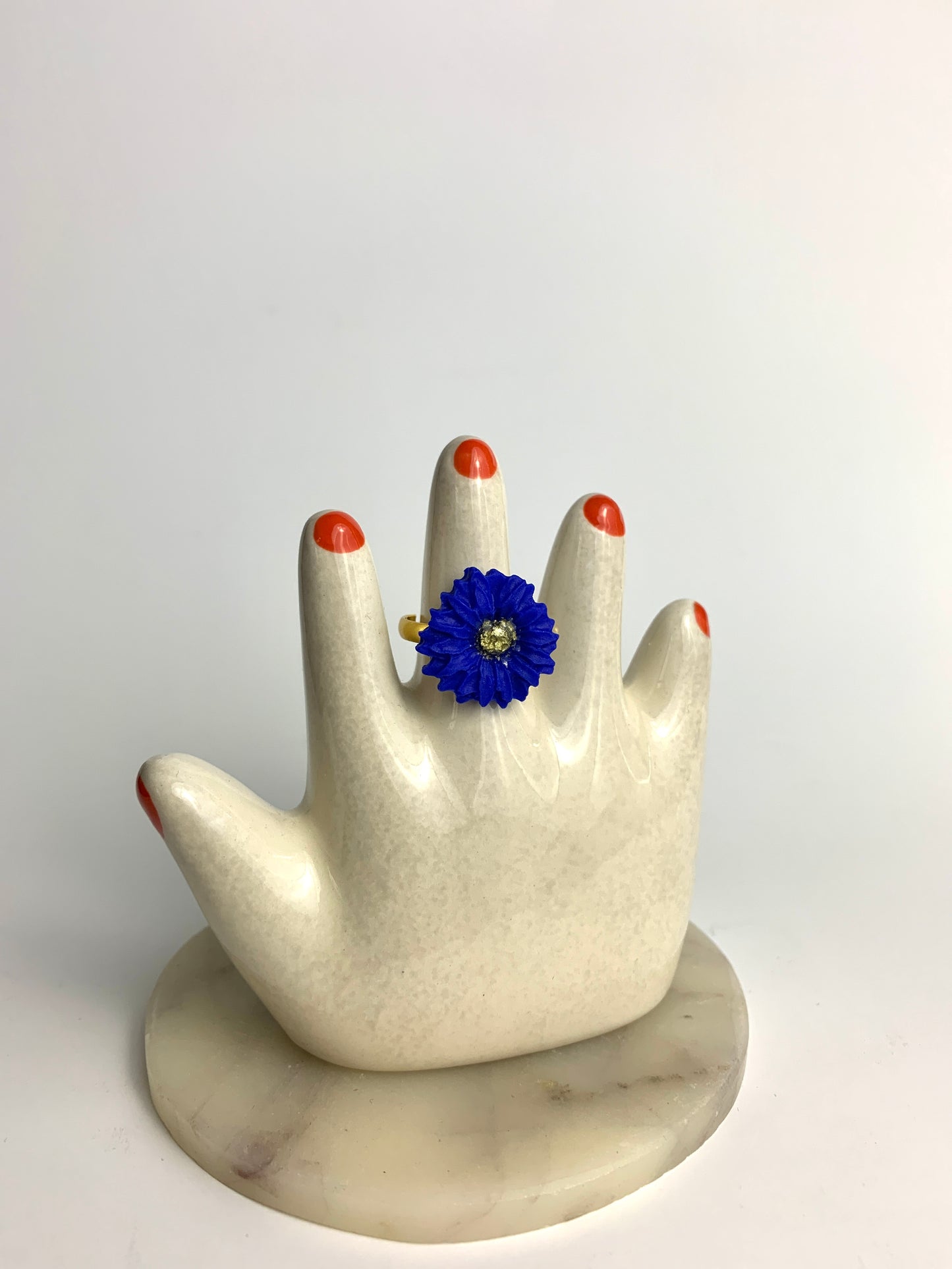 Flower Power ring - Calendula - Blue