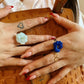 Flower Power ring - Poppy - Pearly light blue