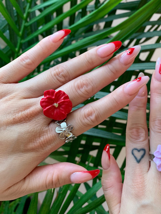 Flower Power ring - Poppy - Red