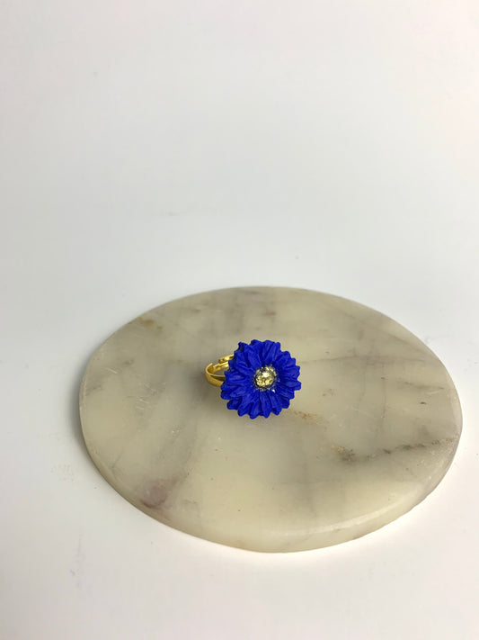 Flower Power ring - Calendula - Blue