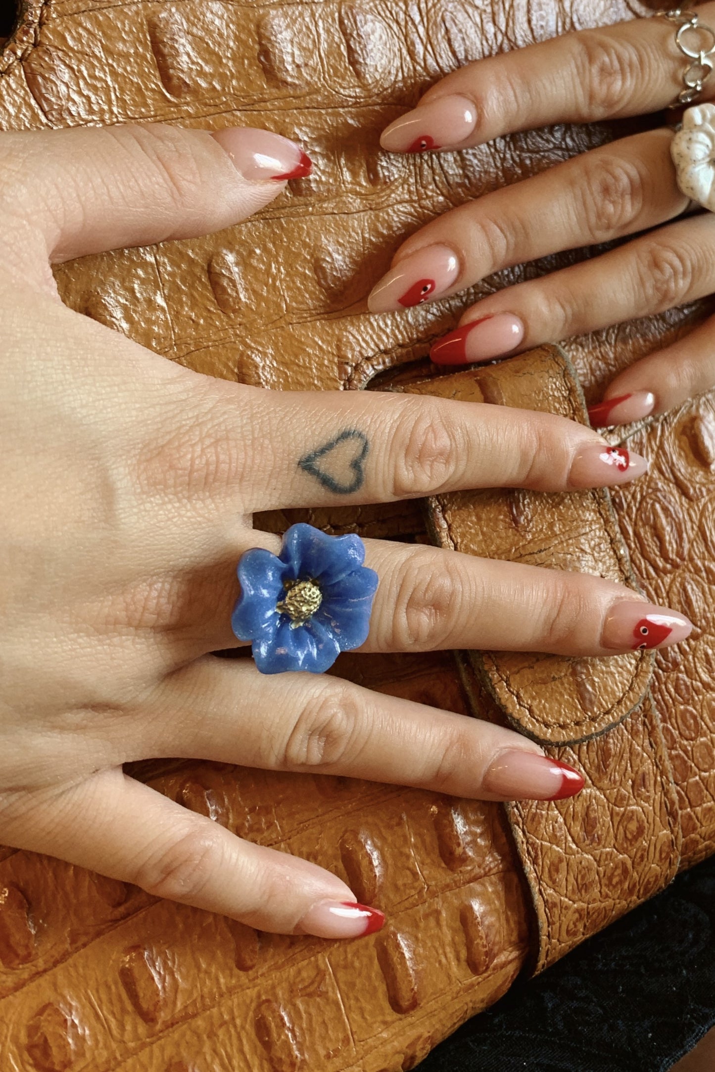 Flower Power ring - Fireweed - Pearly blue