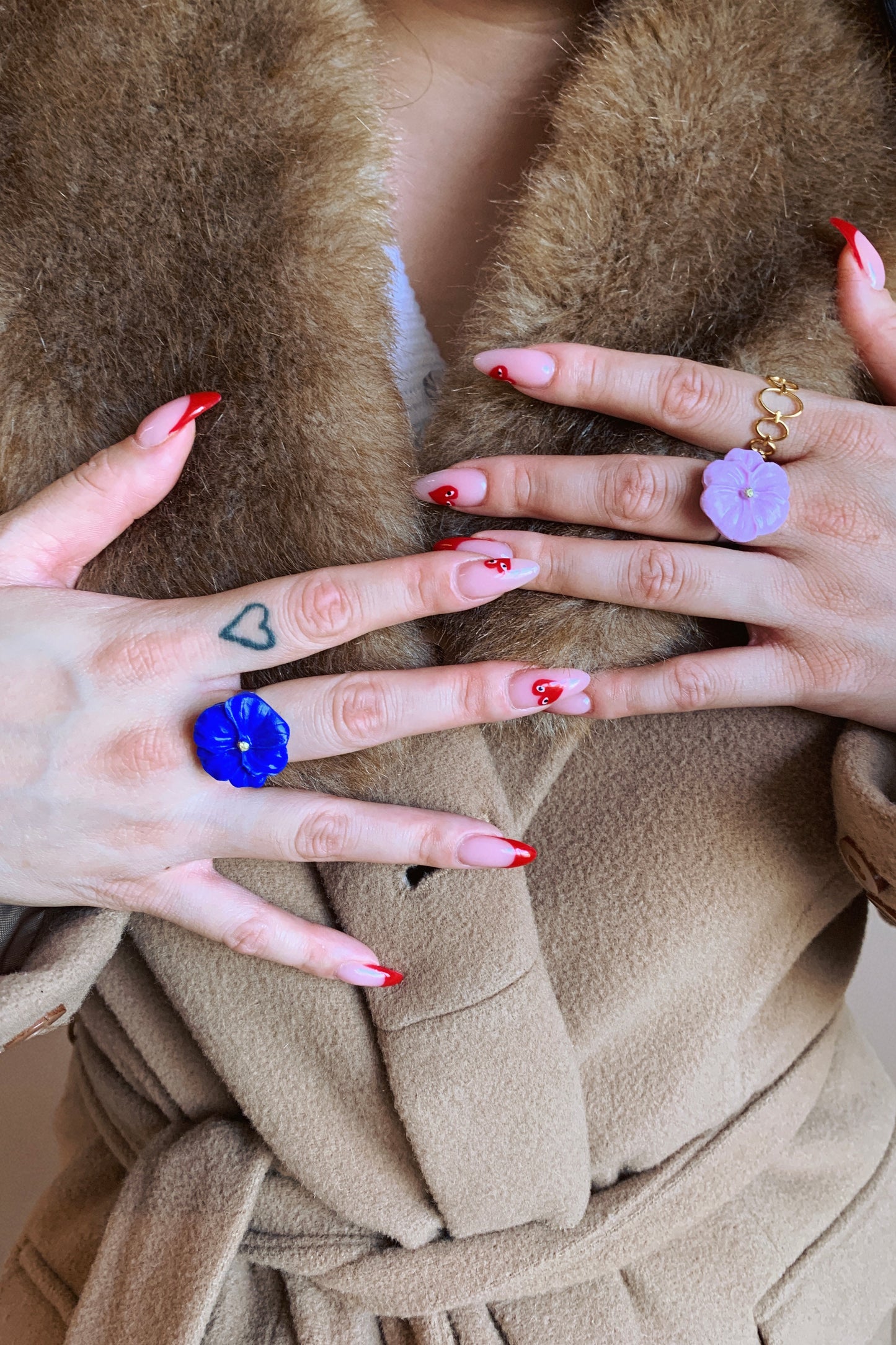 Flower Power ring - Poppy - Pastel purple
