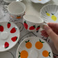 Porcelain FRUITY espresso mug and coaster set - Orange