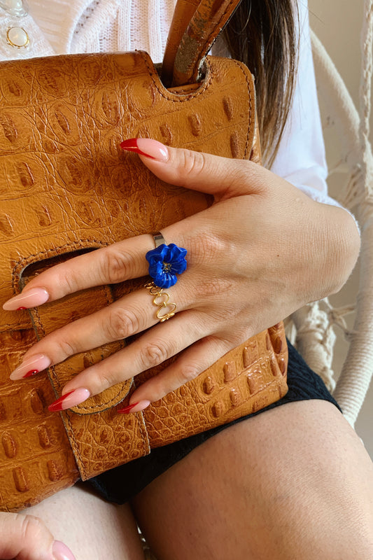 Flower Power ring - Buttercup - Royal blue